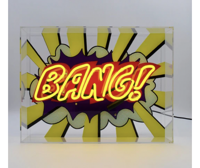 'Bang!' Large Glass Neon Sign