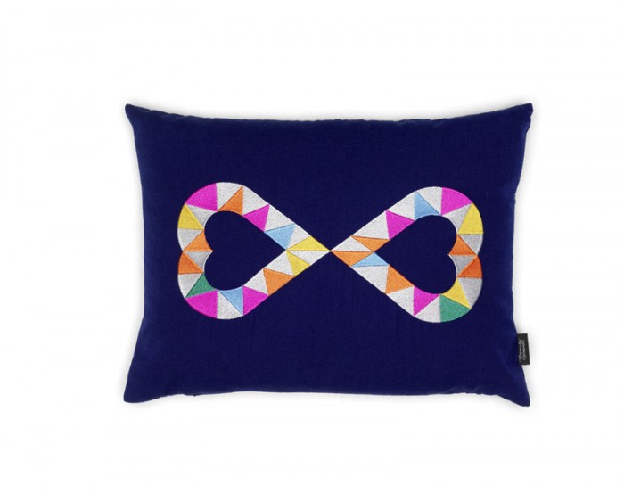 Embroidered Pillows - Double Heart 2, azul