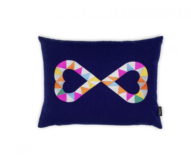 Embroidered Pillows - Double Heart 2, azul